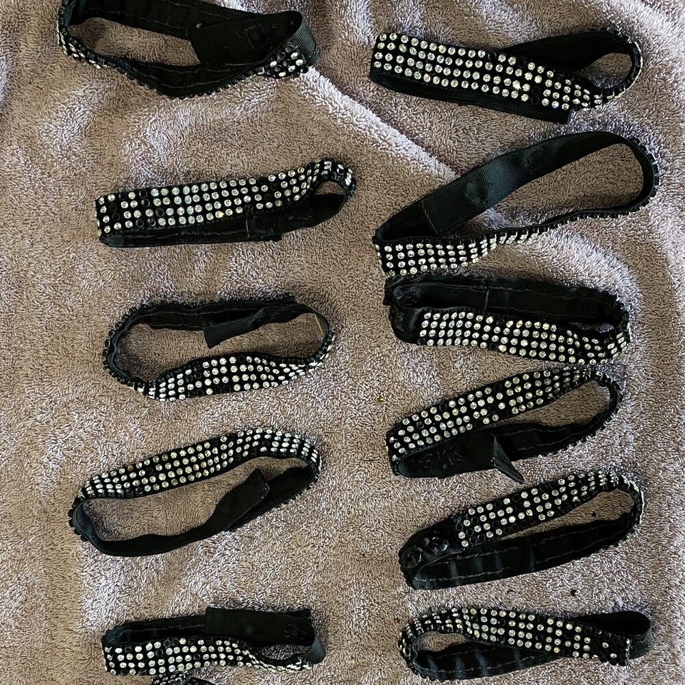 Lot of 20+ Rhinestone Choker & Wristband Bracelets Black Crystal Studded Punk Go